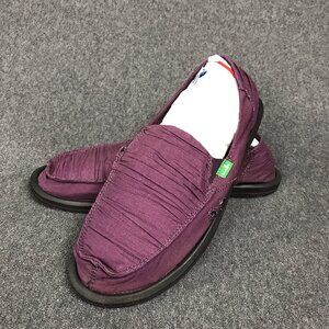 Sanuk Donna Sidewalk Surfer Women's 10 Slip-On Flats Purple Canvas Loafers Shoes